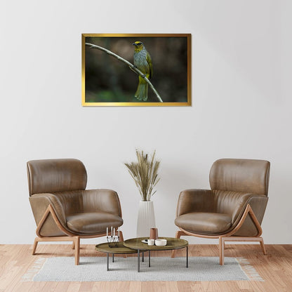 Yellow-Green Songbird on Branch – Elegant Nature Wall Art Print-148