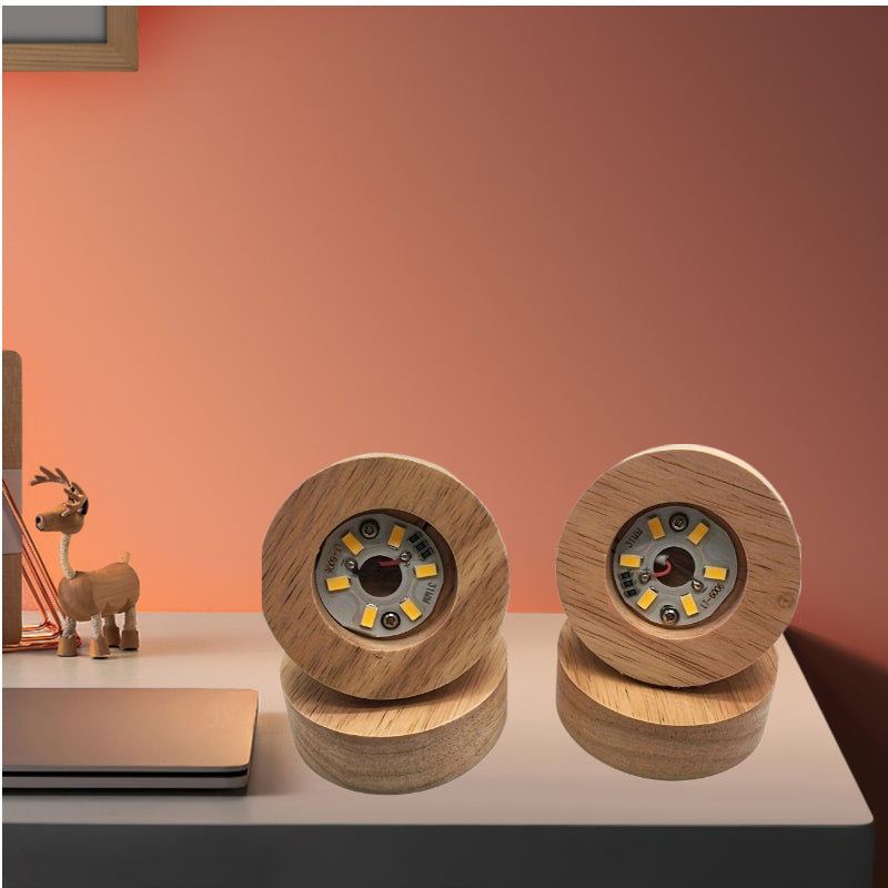 USB Powered Solid Wood Night Light Aromatherapy Seat Circular Square Handcrafted Wooden Luminous Base