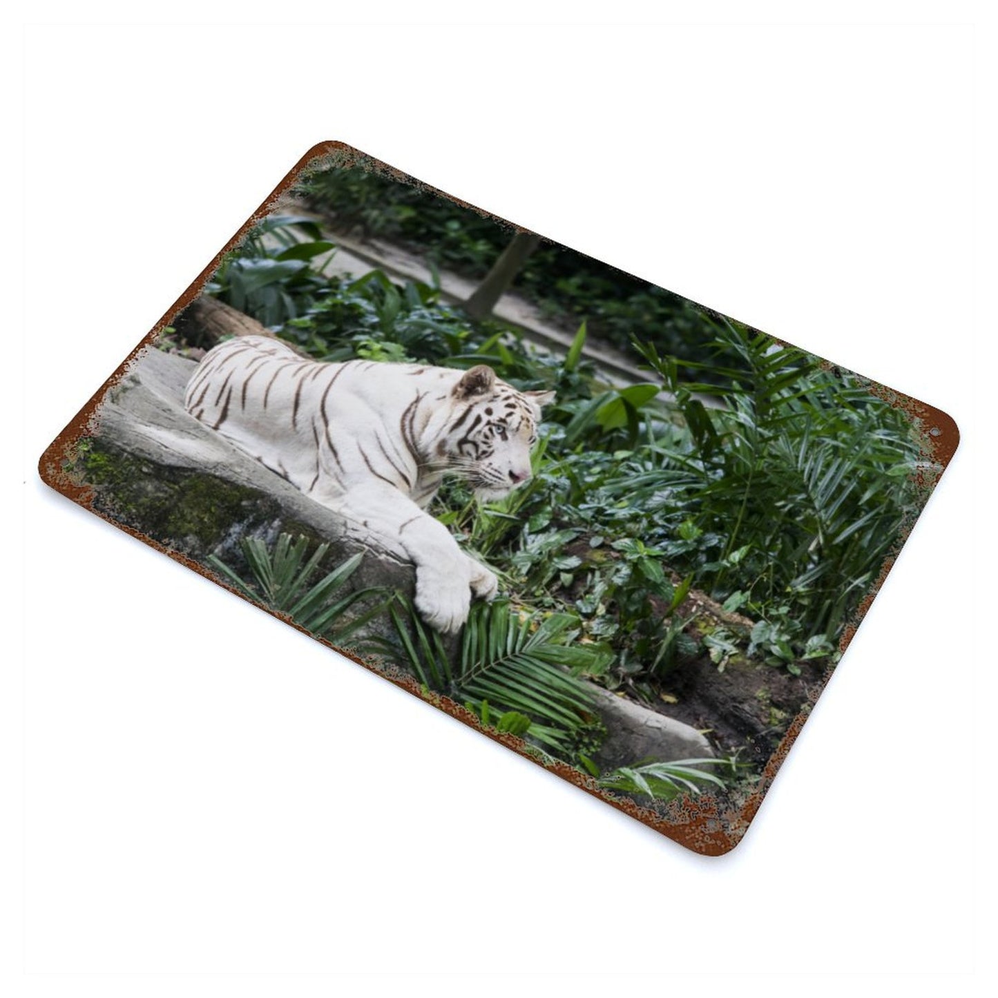 Vintage White Tiger Metal Wall Art Decor