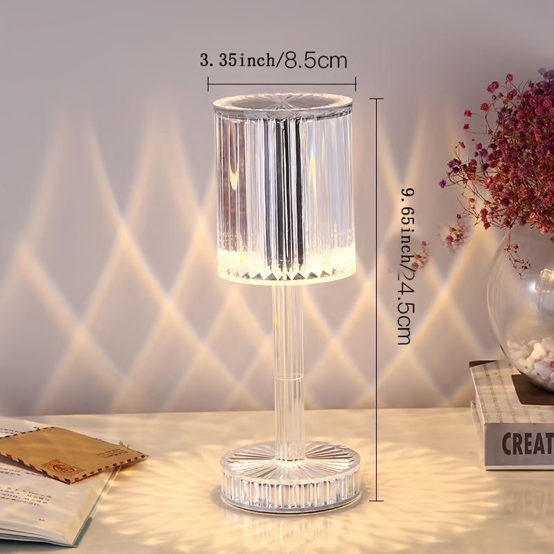 Adjustable LED Crystal Touch Bedside Lamp Rechargeable Battery Dimmable USB Charging Indoor Decor Table Lamp