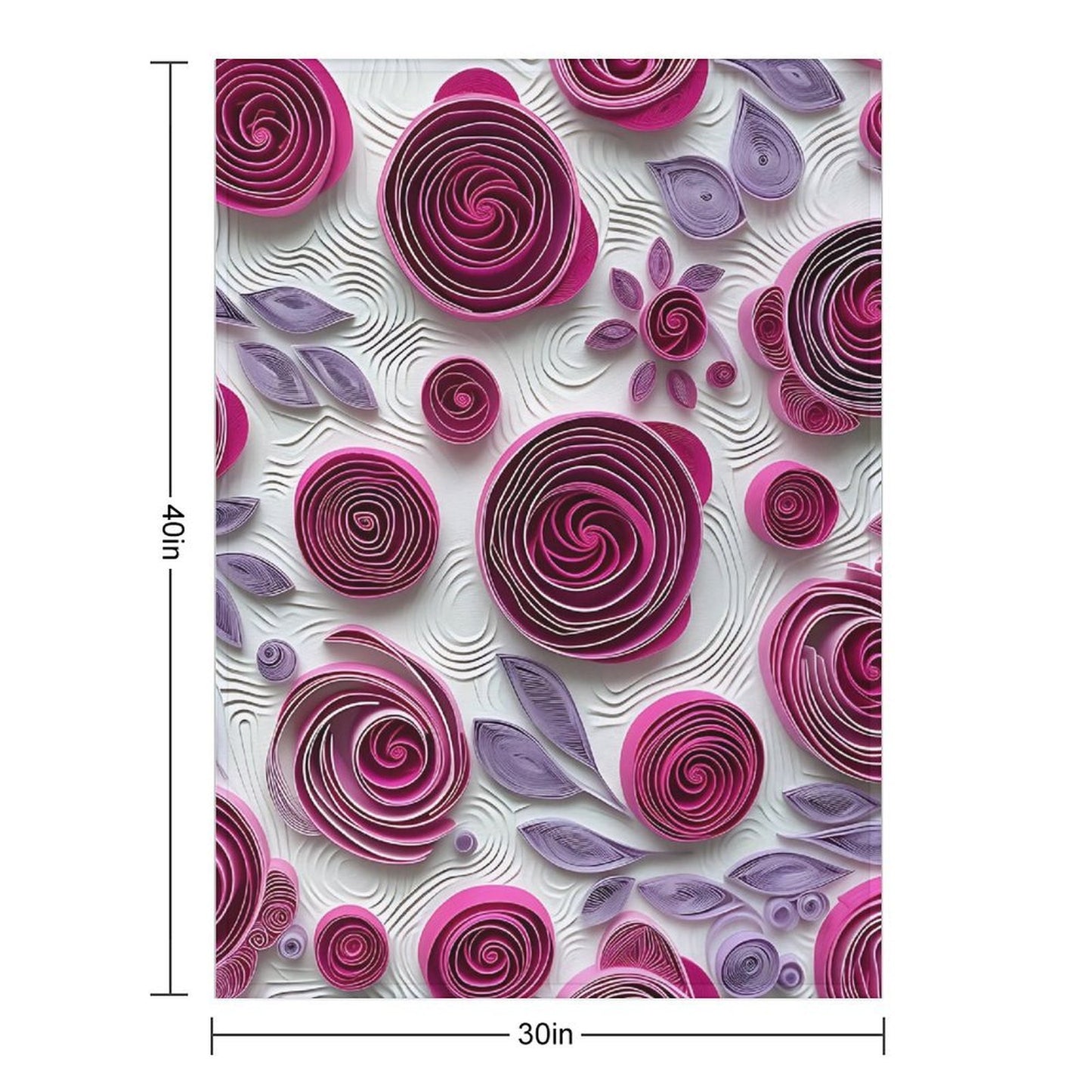 Soft Anti-Pilling Flannel Blanket with Purple Rose Spiral Pattern