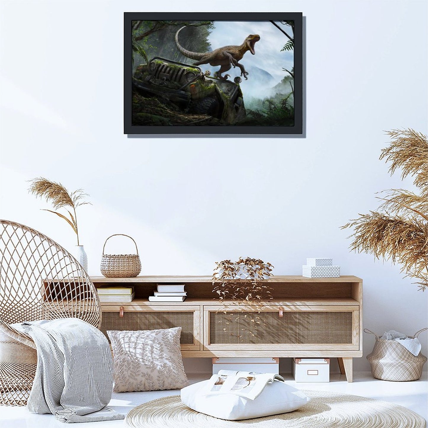 Realistic T-Rex Wall Art Framed Canvas Painting-04