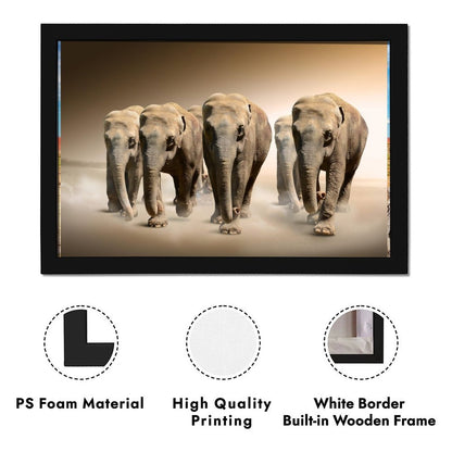 Elephant Herd Canvas Wall Art – Modern Framed Home Décor- 032