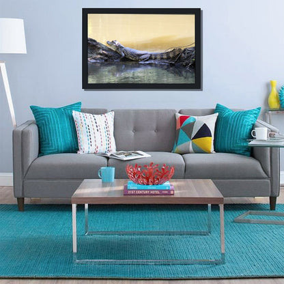 Crocodile Eyes Above Water Canvas Print Wall Artwork-49