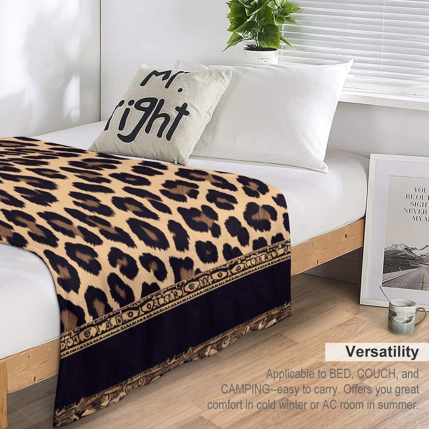 Modern Flannel Throw Blanket Leopard Aesthetic