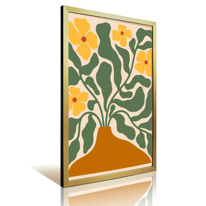 Abstract yellow flower canvas art mural 5