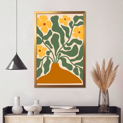 Abstract yellow flower canvas art mural 5