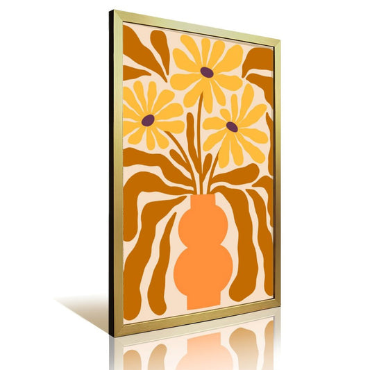 Retro Floral Vase Art Print, Abstract Yellow Flower Wall Decor-49