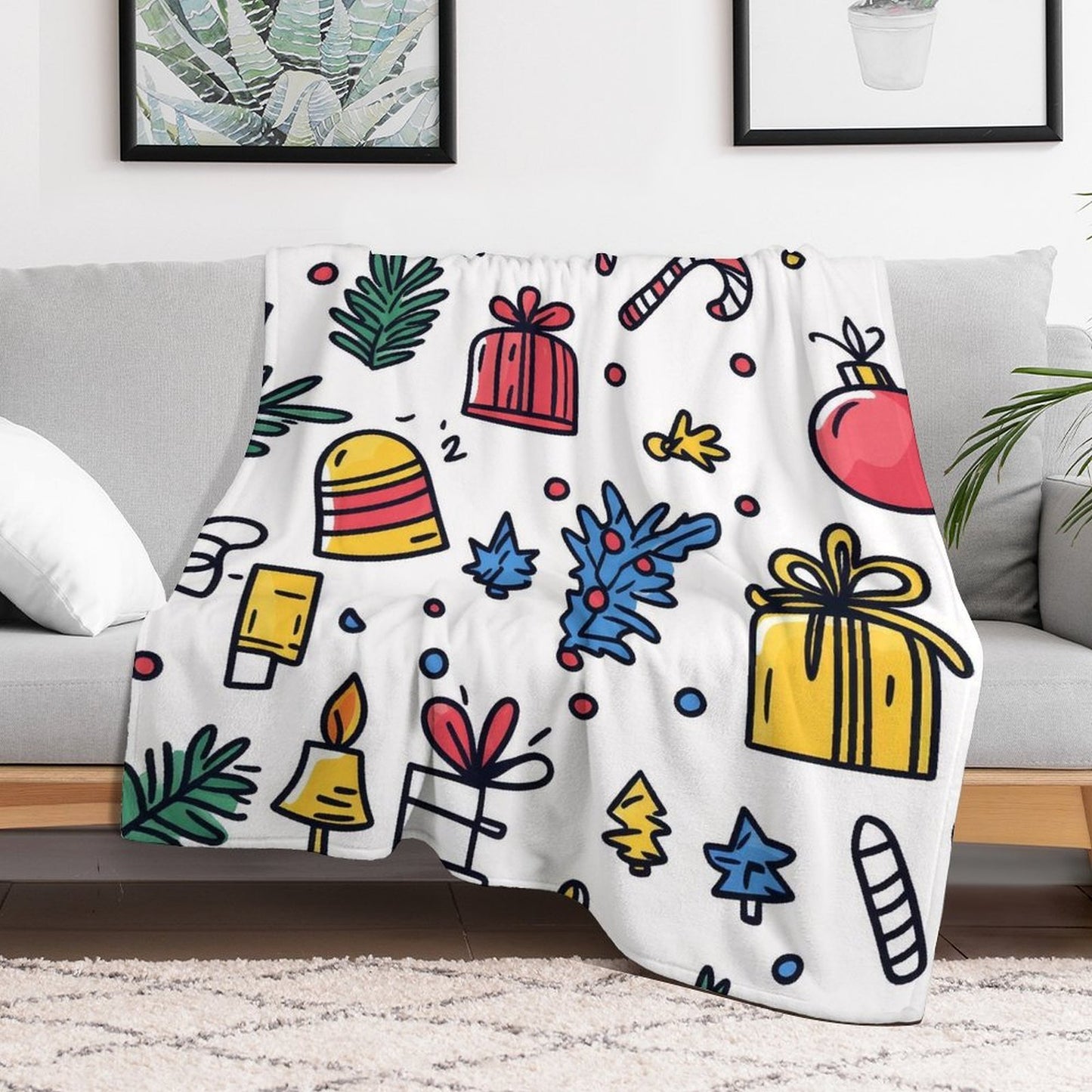 Christmas Gift Pattern Anti-Pilling Flannel Blanket – Cozy Warm Holiday Throw