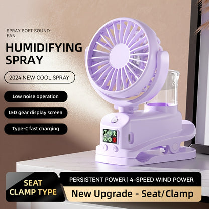 USB Desktop Fan Humidifier Combo 4 Adjustable Speeds 2 Mist Levels Quiet 360° Rotation Cooling for Workspace Bedroom