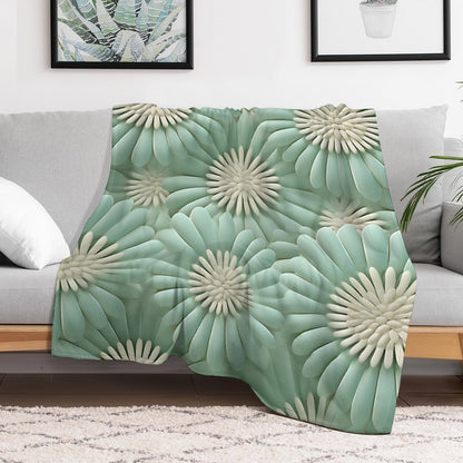 Soft Anti-Pilling Flannel Blanket with 3D Floral Pattern Design