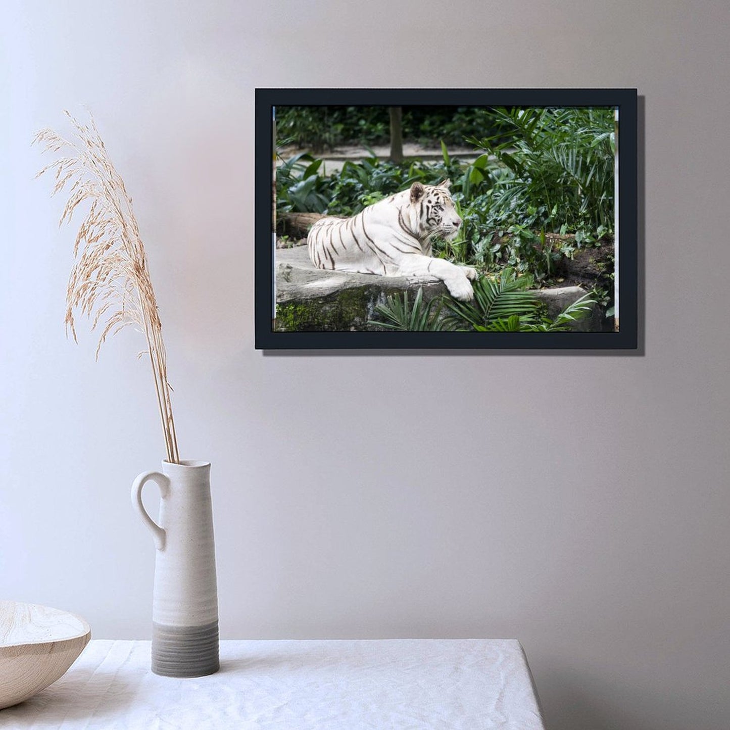 White Tiger Canvas Wall Art – Luxury Modern Animal Decor-7