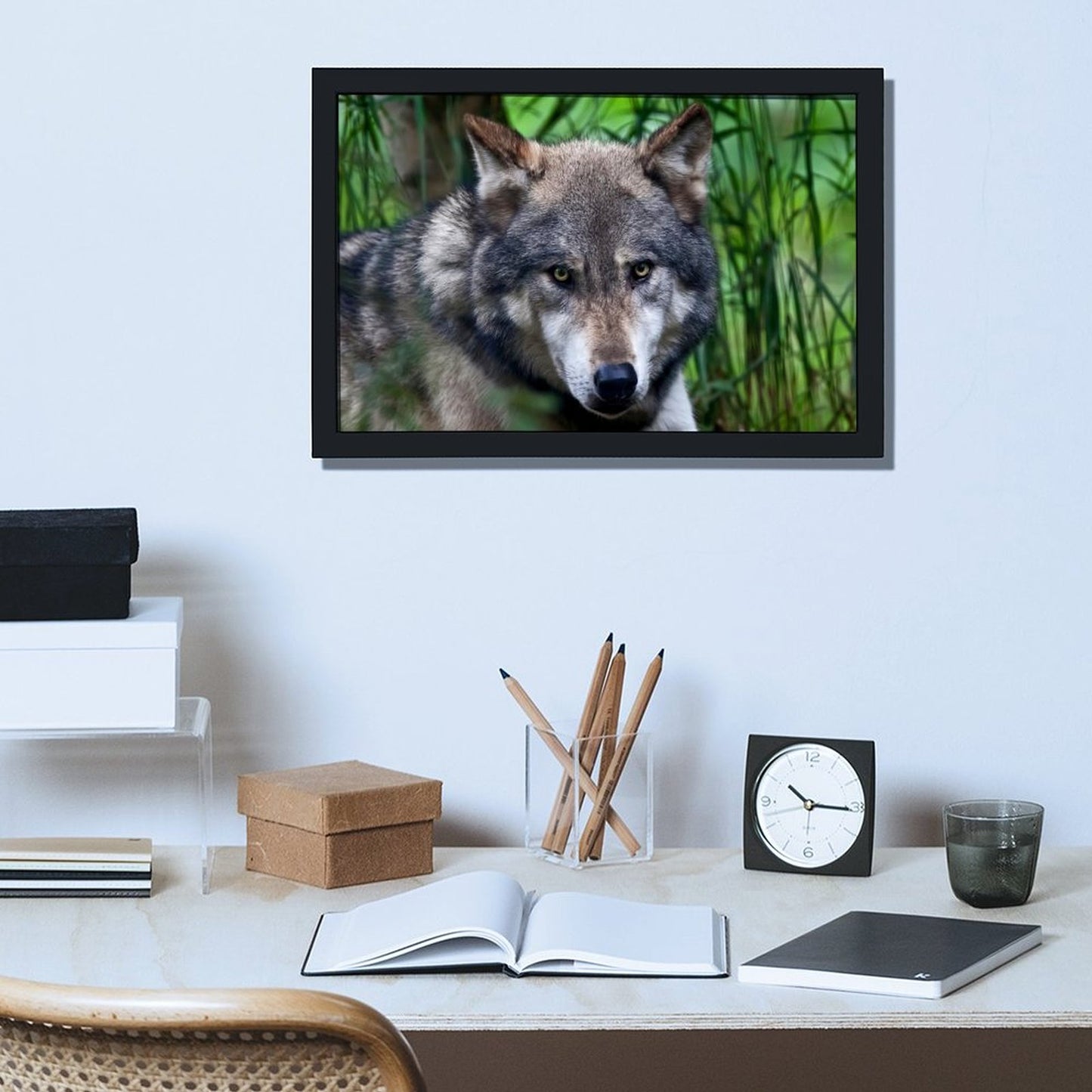Wolf Pair Canvas Painting Forest Animal Wall Picture-35
