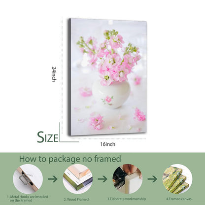 Pink flower paintings relax the interior 19