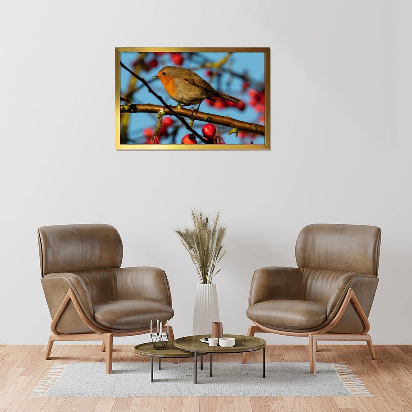 Red-Breasted Robin Canvas Wall Art – Nature Bird Photography Print-141