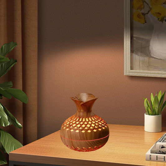 USB Powered Wooden Aromatherapy Diffuser with 7-Color LED Lighting 2 Mist Modes Perfect for Home Office Car Valentine's Day New Year Gift