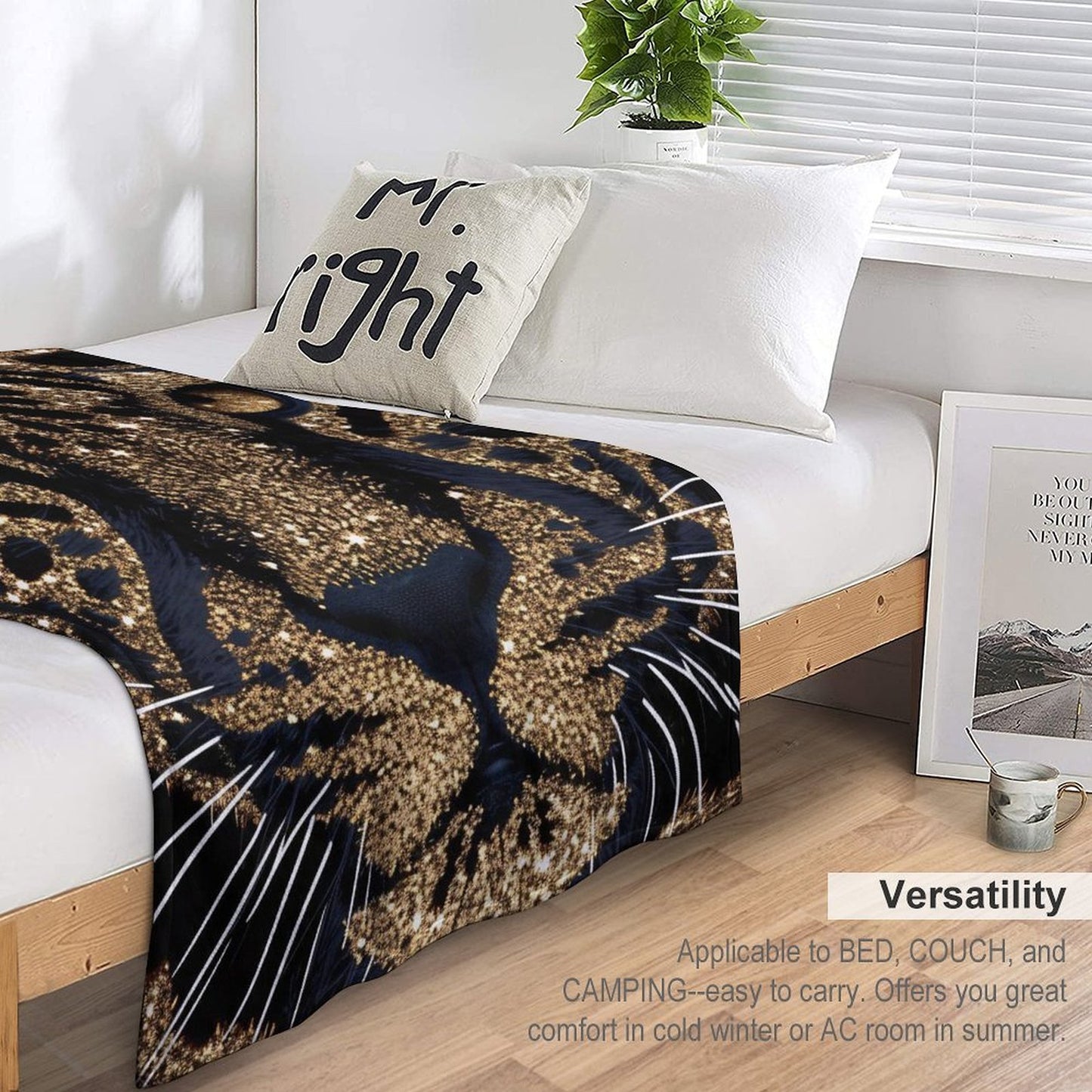 Luxury Leopard Face Flannel Blanket Soft Warm