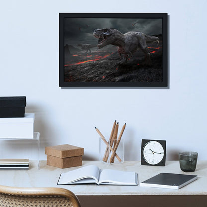 T-Rex Dinosaur Wall Art Framed Canvas Print Decor-07