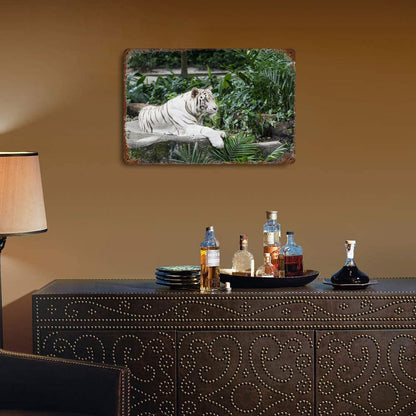 Vintage White Tiger Metal Wall Art Decor