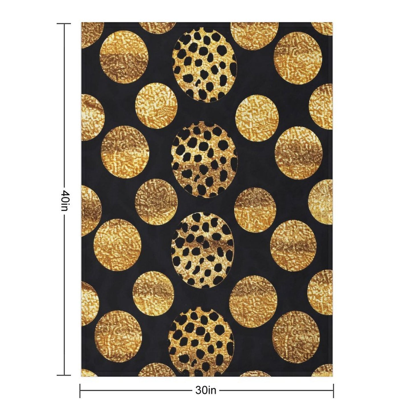 Soft Flannel Throw Blanket Black and Gold Dots