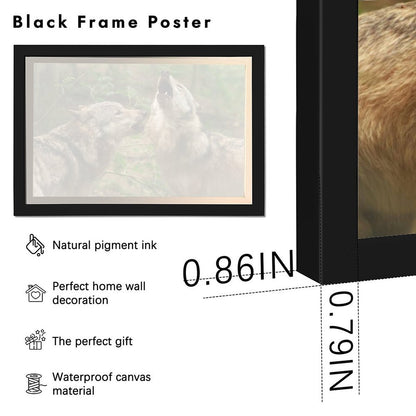 Howling Wolves Wall Art Black Frame Wildlife Decoration-40