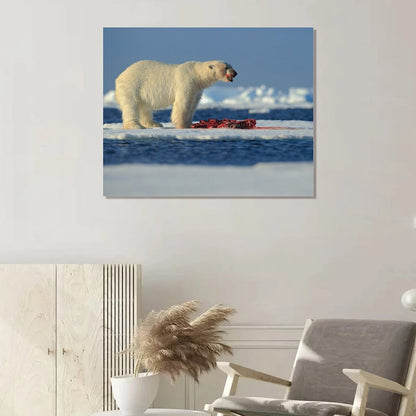 Arctic Predator Polar Bear Hunting Scene Canvas Art-07