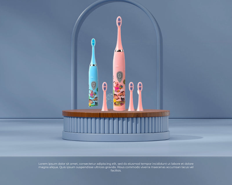 Travel Friendly Oral Care Kit Electric Toothbrush with 4 Replacement Heads Model E602 Compact and Portable Design