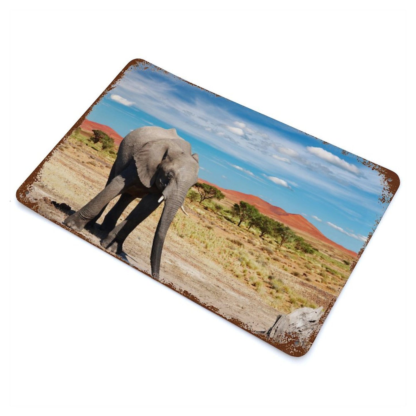 Vintage African Elephant Desert Metal Wall Art Decor