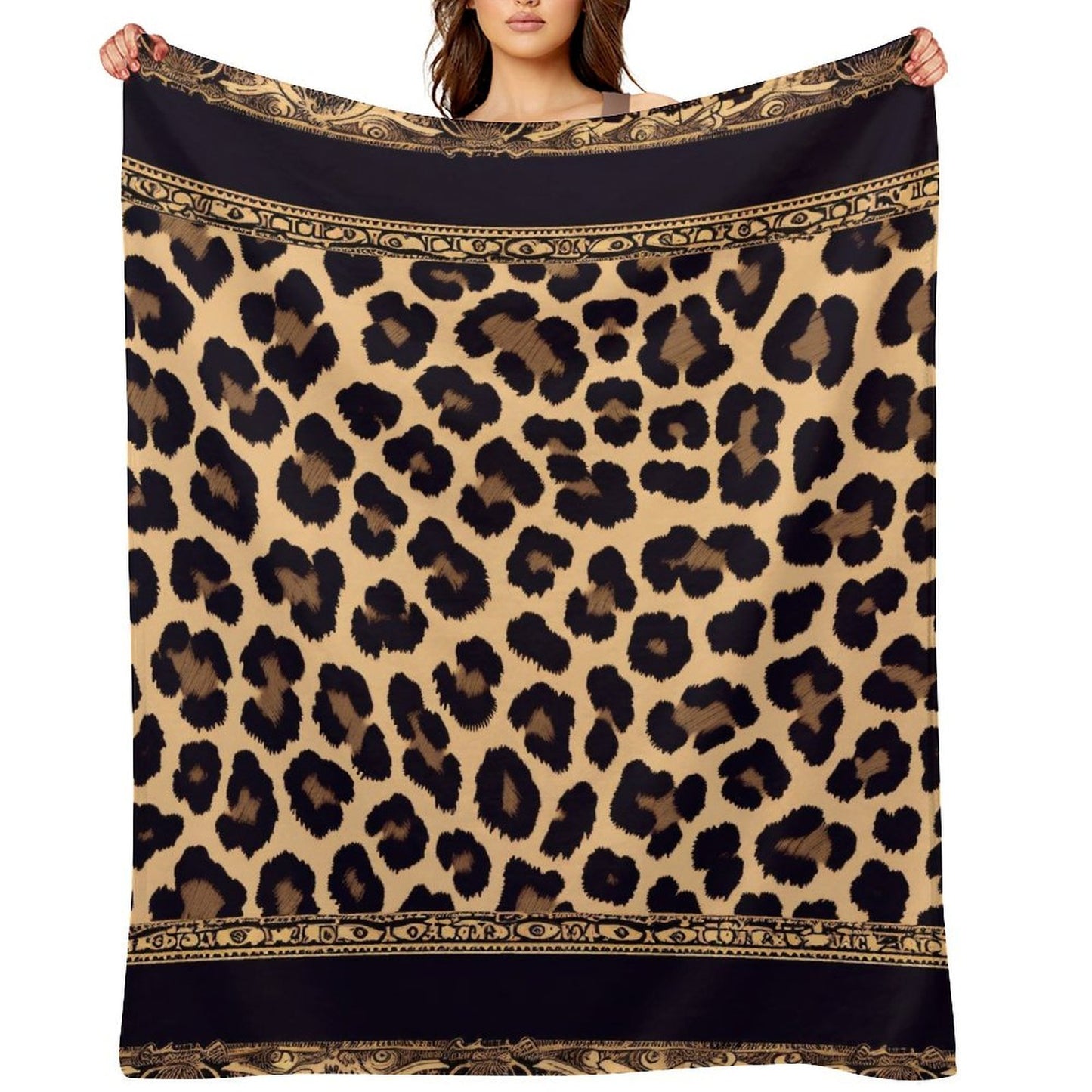 Modern Flannel Throw Blanket Leopard Aesthetic