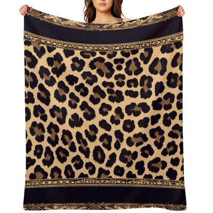 Modern Flannel Throw Blanket Leopard Aesthetic