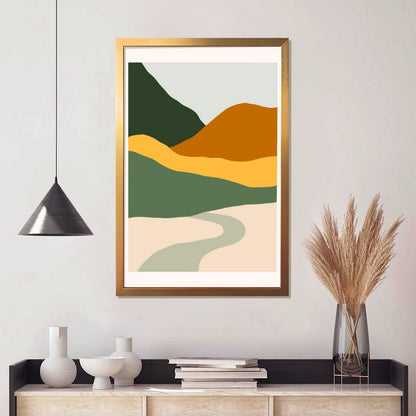 Geometric Mountain View Canvas Art with Frame-22