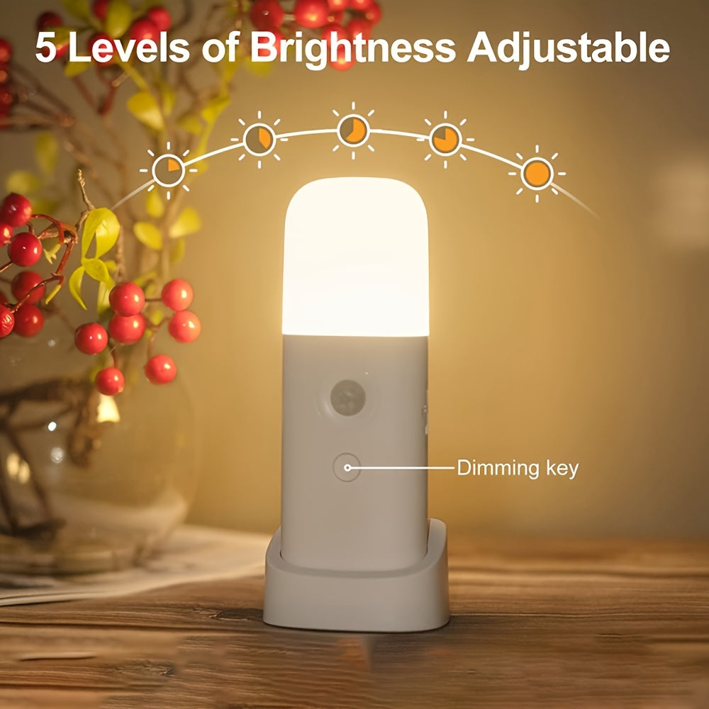 Portable Motion Activated LED Night Light USB Rechargeable 2000mAh Battery Dimmable Lamp for Living Room Bedroom Hallway Decor