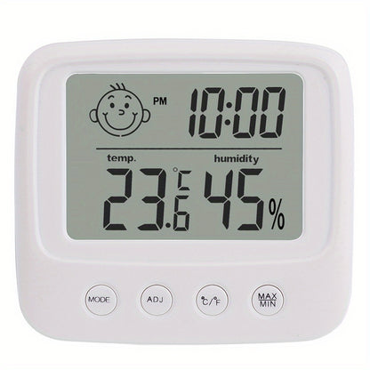 Vaikby Digital Hygrometer with Clock - Fast 5s Refresh Backlight Thermometer for Room Temperature & Humidity Monitor °C/°F Display Battery-Powered for Home Office Bedroom