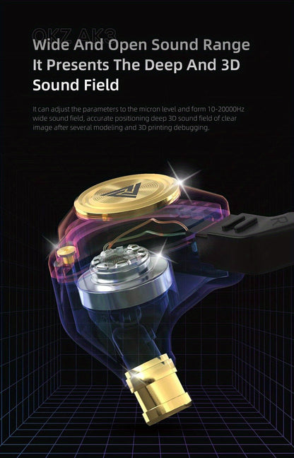 AK3 FiLe High-Fidelity In-Ear Headphones with Vivid Color Design Immersive Subwoofer Noise Cancelling Crystal-Clear Audio Durable Plastic Gaming Music Monitor Wired Earbuds with Microphone for Calls