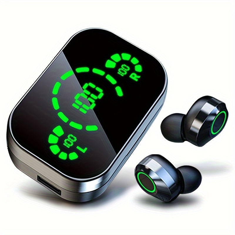 Digital Screen  Earbuds High-Fidelity Stereo Sound Built-In Mic Wireless for Sports Running Gaming Active Lifestyles