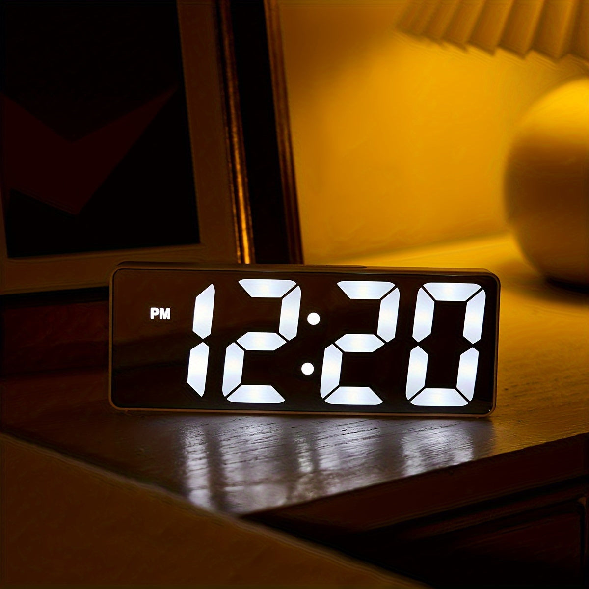 2 Inch LED Digital Clock with Adjustable Brightness Modern Design for Home Office Decor Black White Display