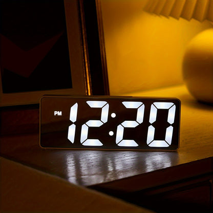 2 Inch LED Digital Clock with Adjustable Brightness Modern Design for Home Office Decor Black White Display