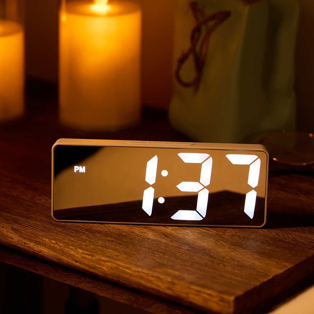 2 Inch LED Digital Clock with Adjustable Brightness Modern Design for Home Office Decor Black White Display
