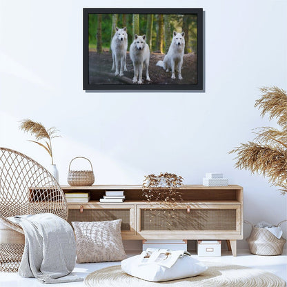 Wolves in Forest Wall Art Black Frame Animal Decoration-18
