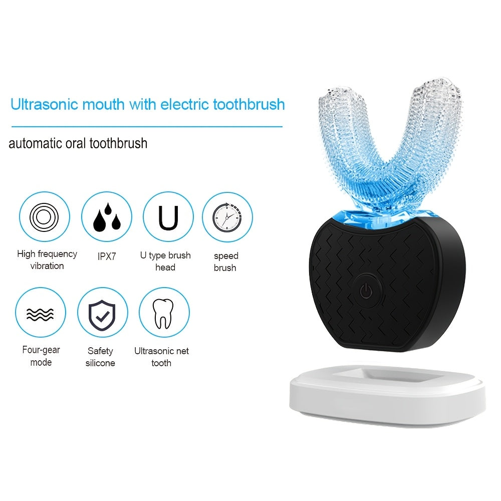 U-Shaped Electric Toothbrush for Adults Featuring Soundwave Technology Perfect for Home and Travel Use