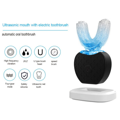 U-Shaped Electric Toothbrush for Adults Featuring Soundwave Technology Perfect for Home and Travel Use