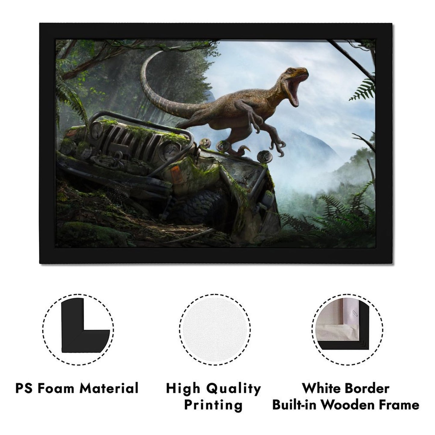Realistic T-Rex Wall Art Framed Canvas Painting-04