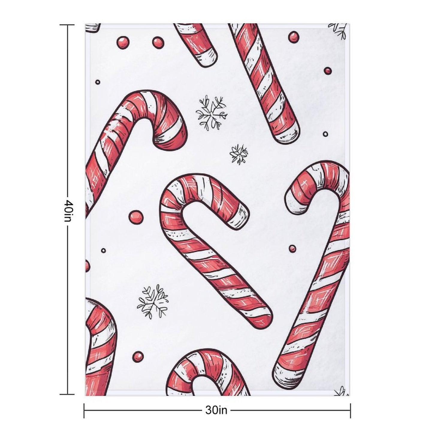 Soft Anti-Pilling Flannel Blanket with Candy Cane Print, Cozy Christmas Throw
