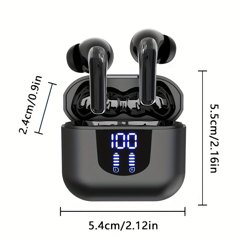Wireless 5.3 Earbuds 13mm Speaker 30H Playtime Type-C Fast Charging Box Stereo In-Ear Headset for iPhone Android Gaming Business Sports Headphone Mic