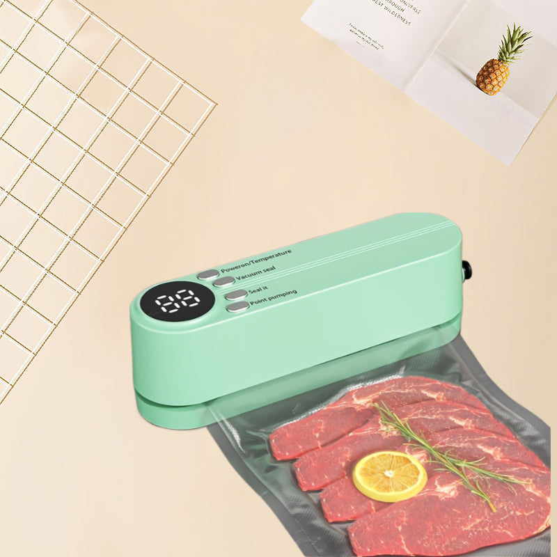 90Kpa Automatic Vacuum Sealer Machine with Cutter & Bags Heavy Duty Food Saver Smart Seal System Dry Moist Modes Portable for Meat Vegetables Camping Hunting