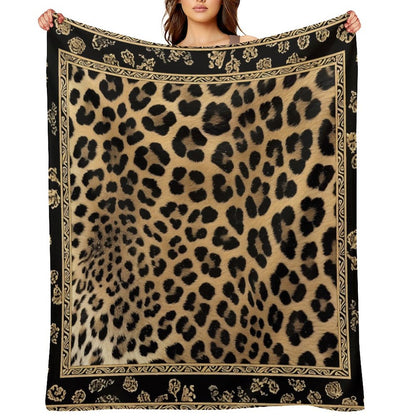 Cozy Anti-Pilling Flannel Throw Gold Leopard