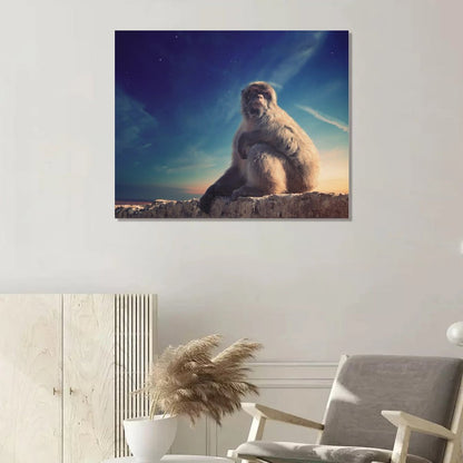 Baby Monkey Portrait Framed Canvas Wall Decoration-09