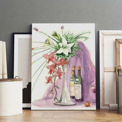 Elegant Floral Canvas Wall Art with Wooden Frame 23