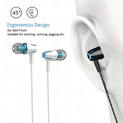 Bass Wired Headphones with Microphone Noise Reduction Stereo Sound In Ear Mixed Color Compatible with 3.5mm Devices