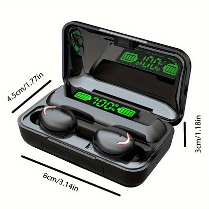 Wireless Earbuds with 9D HiFi Sound Noise Cancelling LED Display USB-C Fast Charging Touch Control Open-Back Design for Sports TV Phones Modern Headphones